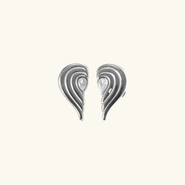 Gold-Plated Heart-Shaped Earrings with Diamond Simulants