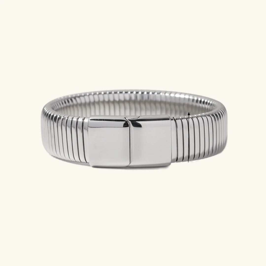 Gold-Plated Vertical Line Cuff Bracelet with Modern Design