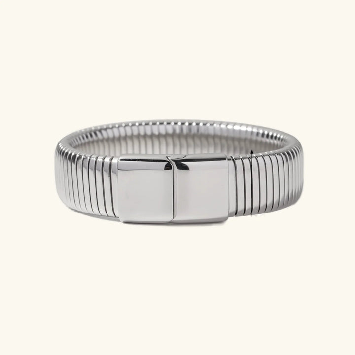 Gold-Plated Vertical Line Cuff Bracelet with Modern Design