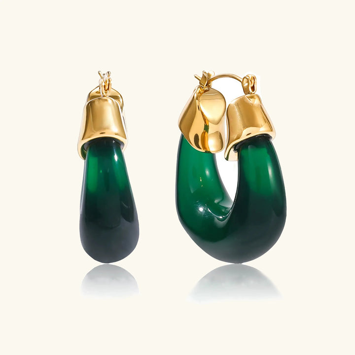 Gold-Plated Chunky Enamel Hoop Earrings