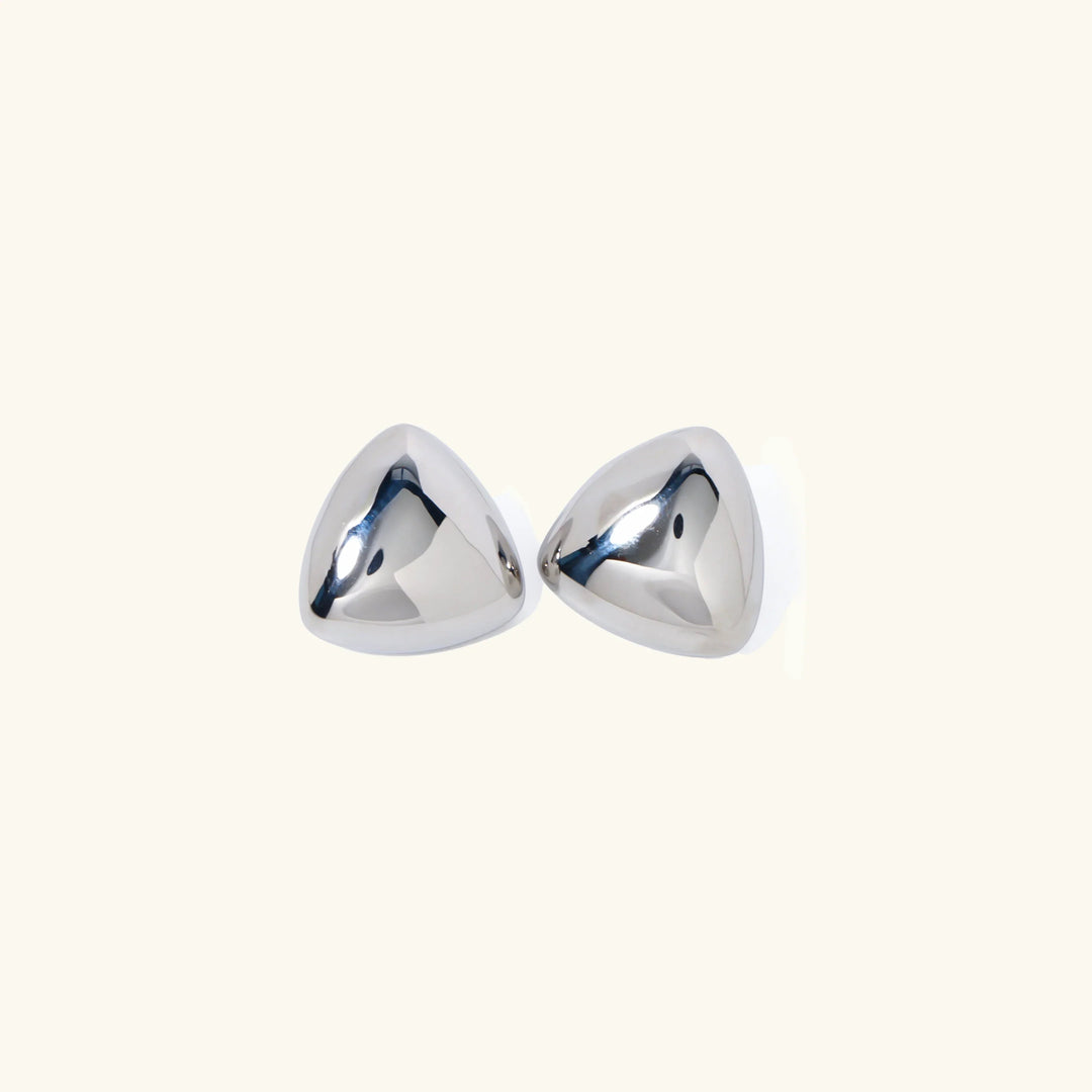 Gold-Plated Rounded Triangle Stud Earrings