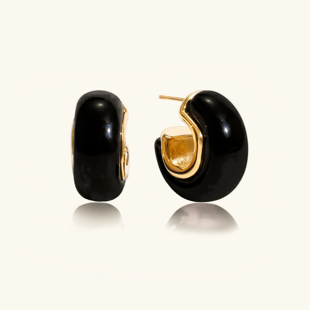 Gold-Plated Chunky Enamel Hoop Earrings