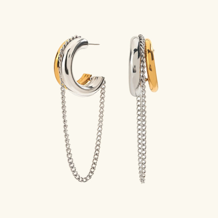 Gold-Plated Stainless Steel Chain Hoop Earrings for Women