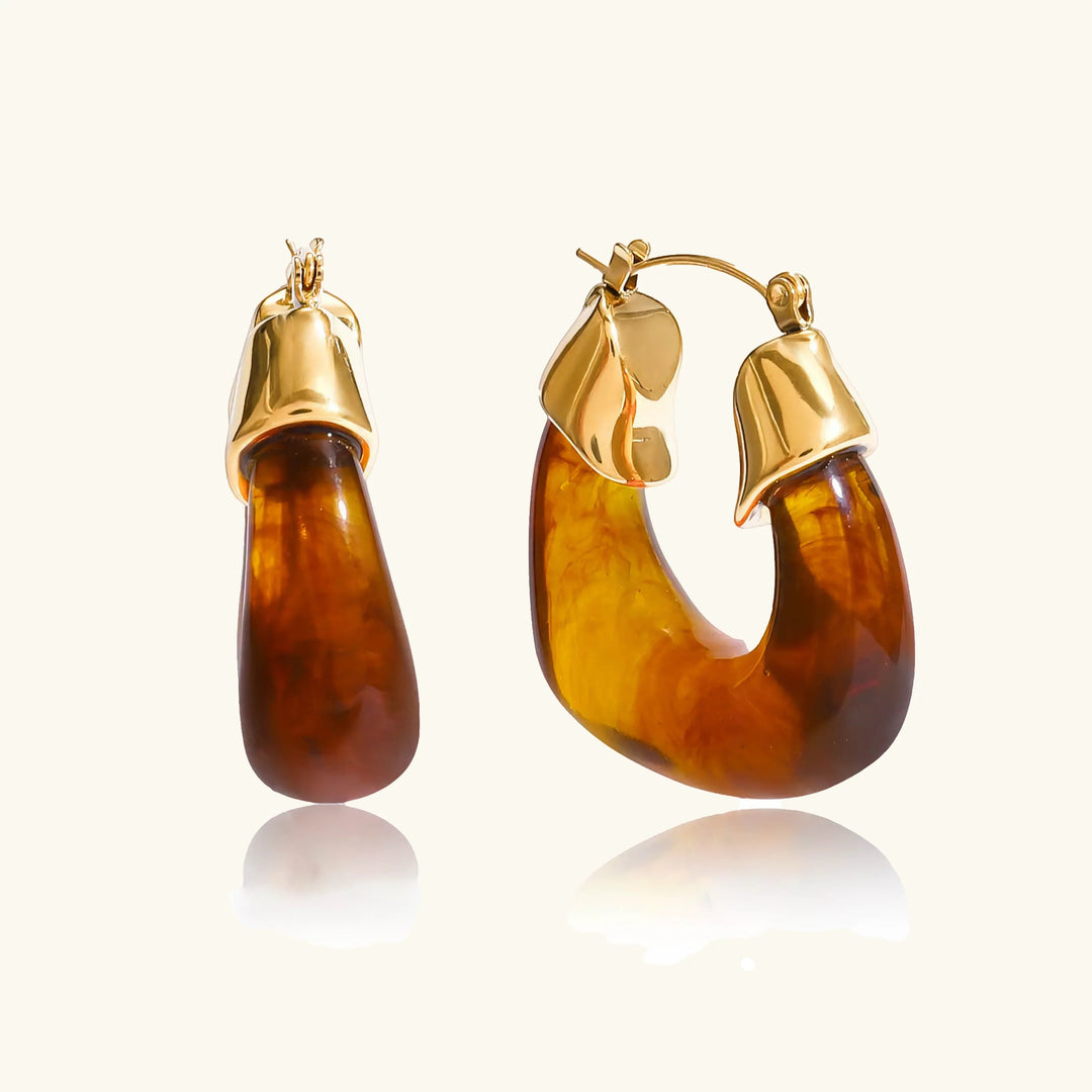 Gold-Plated Chunky Enamel Hoop Earrings