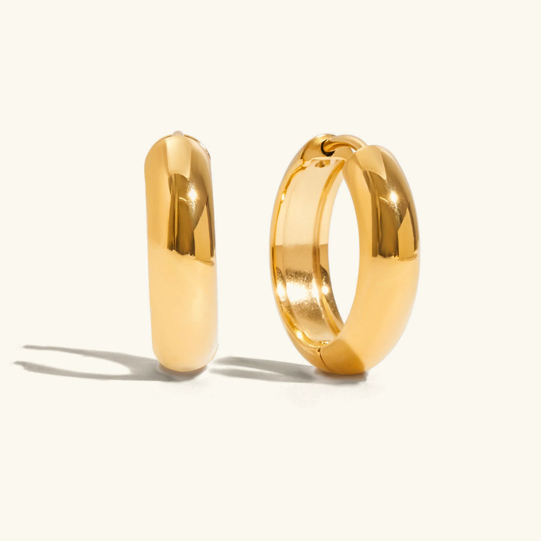 Gold Plated Stainless Steel Hoop Earrings 3 Piece Set for Women