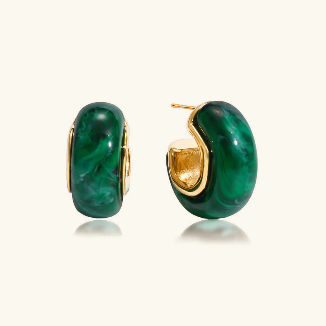 Gold-Plated Chunky Enamel Hoop Earrings