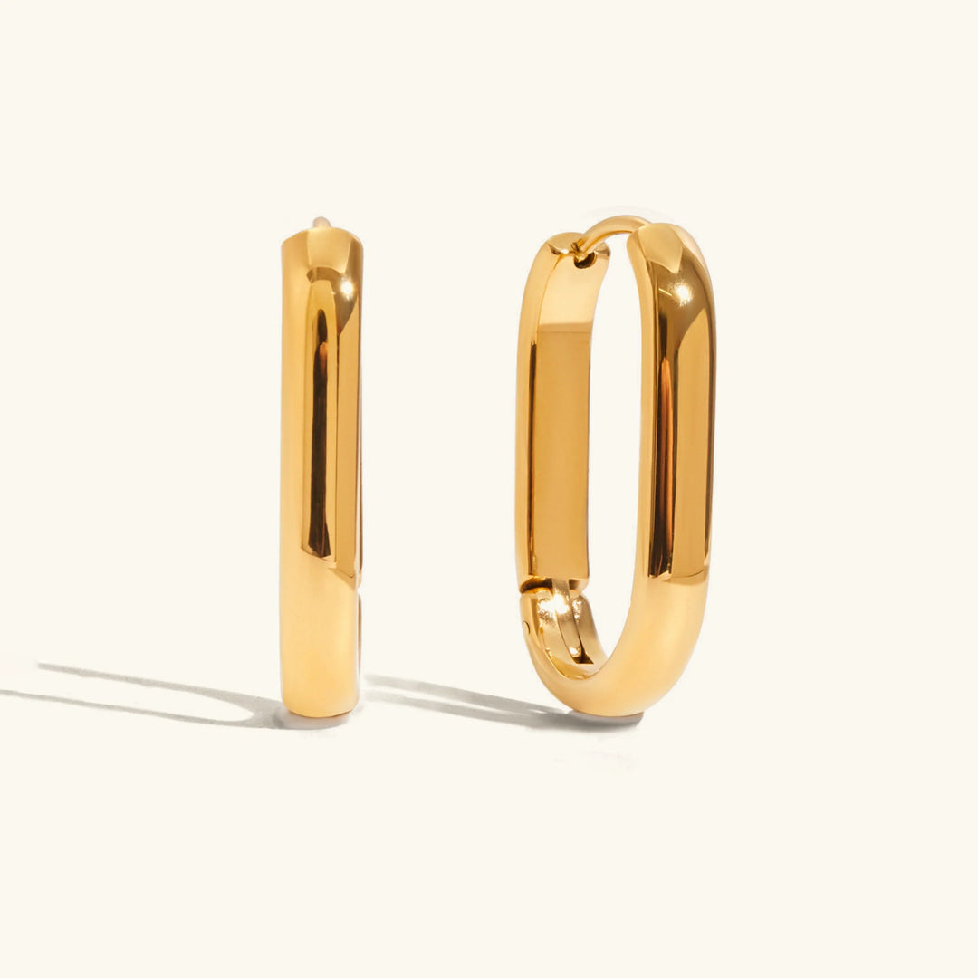Gold Plated Stainless Steel Hoop Earrings 3 Piece Set for Women