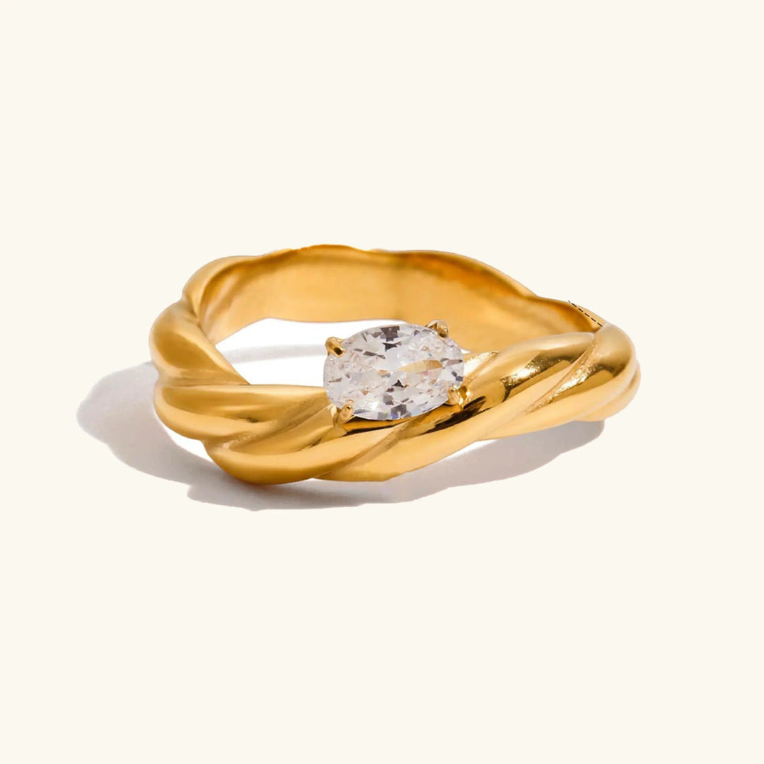 Gold Plated Cubic Zirconia Stackable Ring