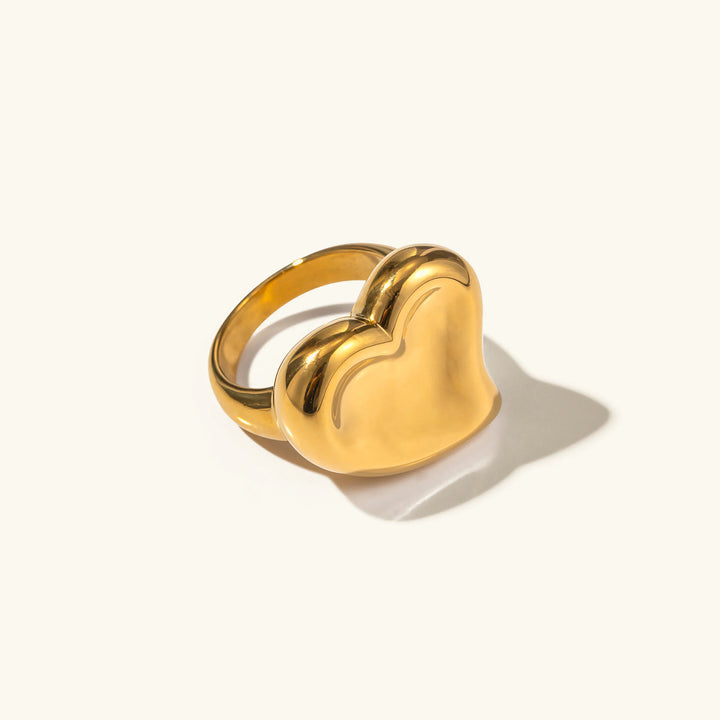 Gold-Plated Heart Statement Ring for Women