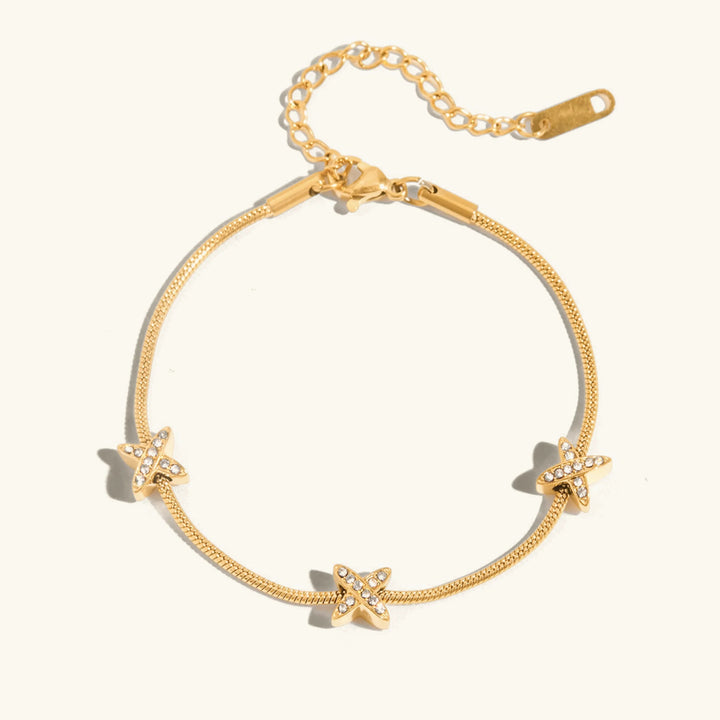 Gold Plated Cubic Zirconia Chain Bracelet for Women
