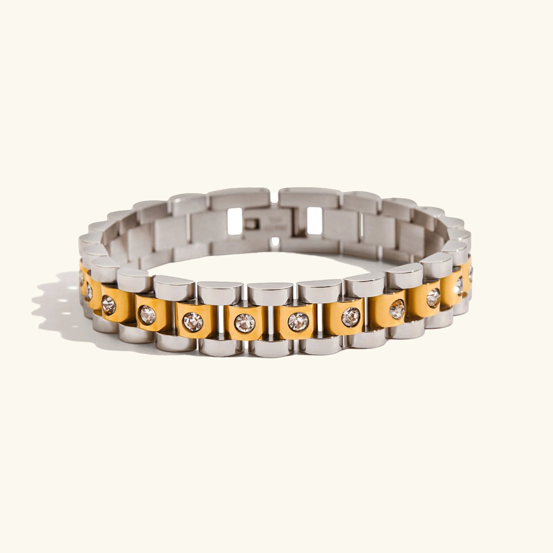 Gold-Plated Link Bracelet with CZ Diamond Simulants