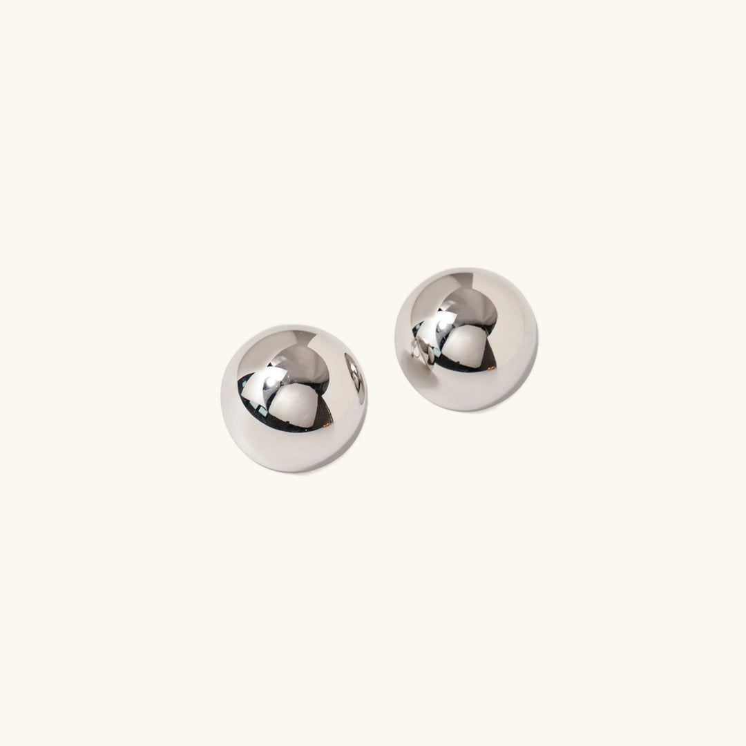 Gold-Plated Chunky Round Stud Earrings