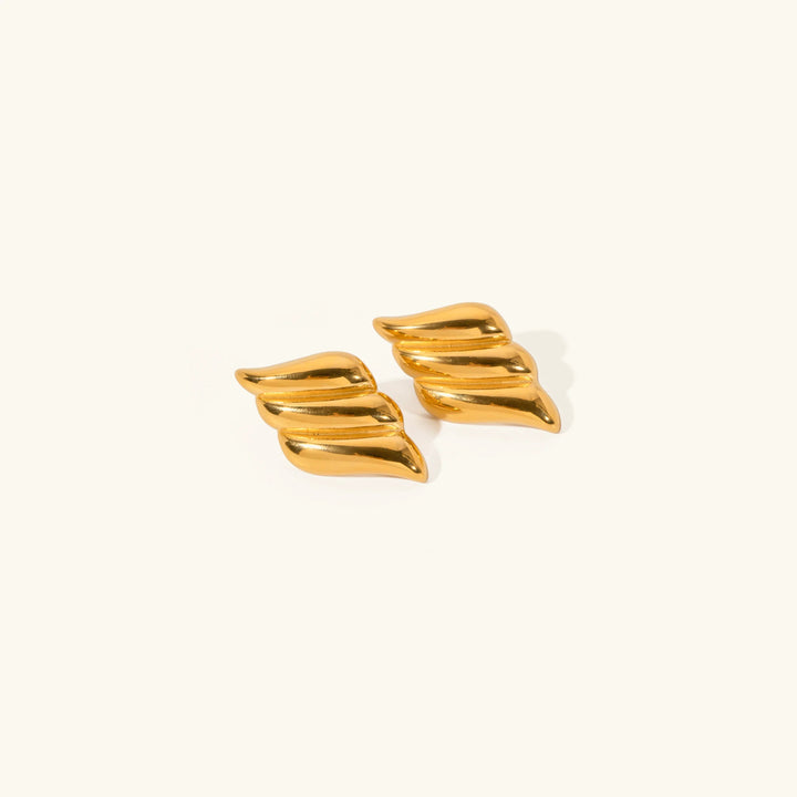 Gold-Plated Contemporary Earrings with Stainless Steel