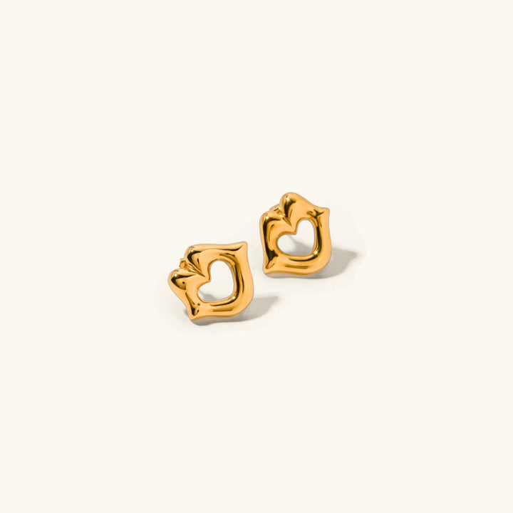 Gold-Plated Lip-Shaped Earrings with Touch of Gleaming Gold