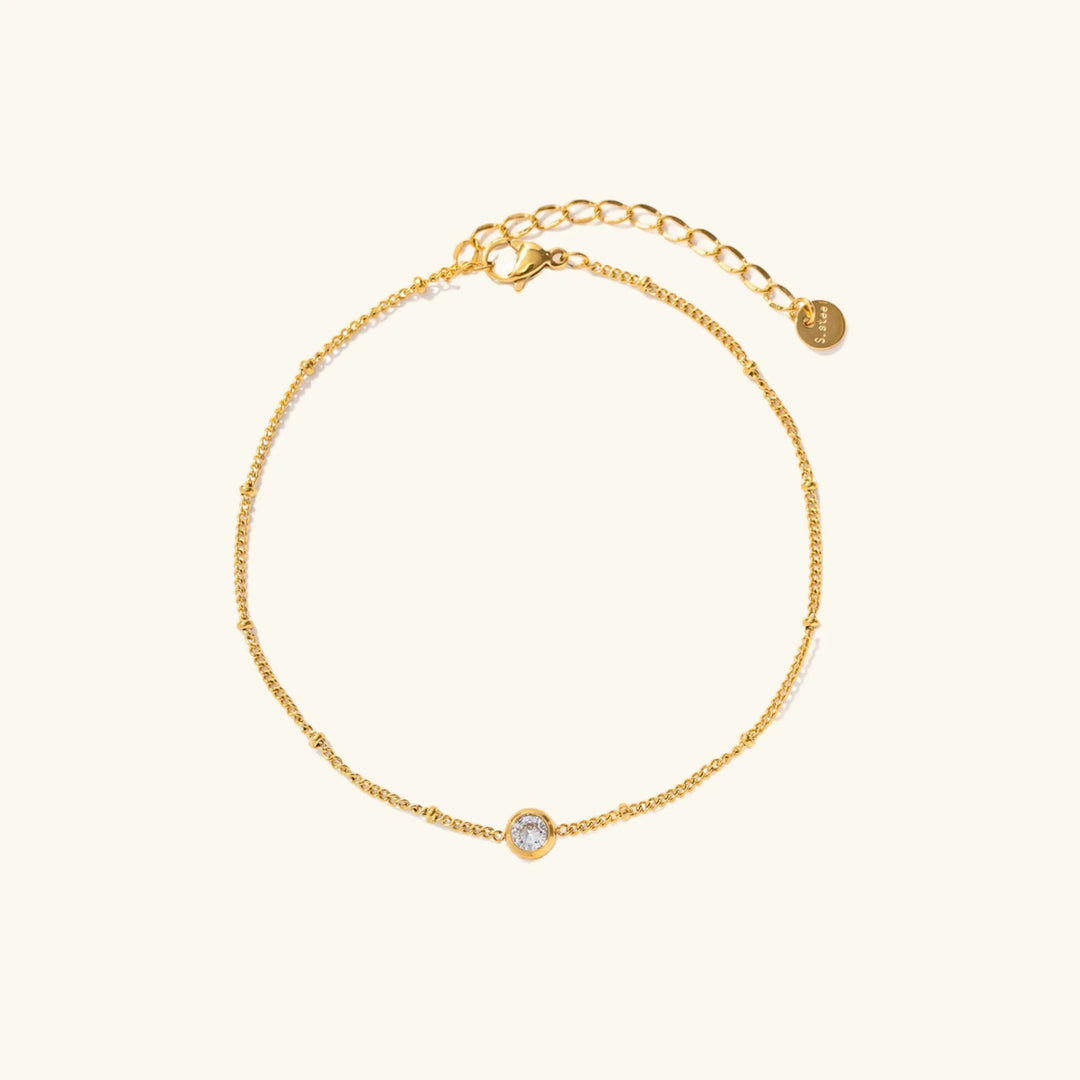 Gold-Plated Anklet with Diamond Simulant