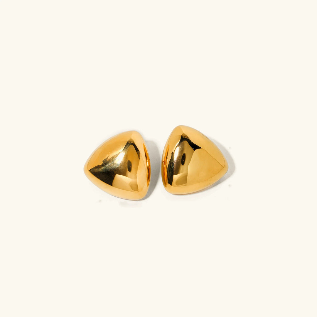 Gold-Plated Rounded Triangle Stud Earrings