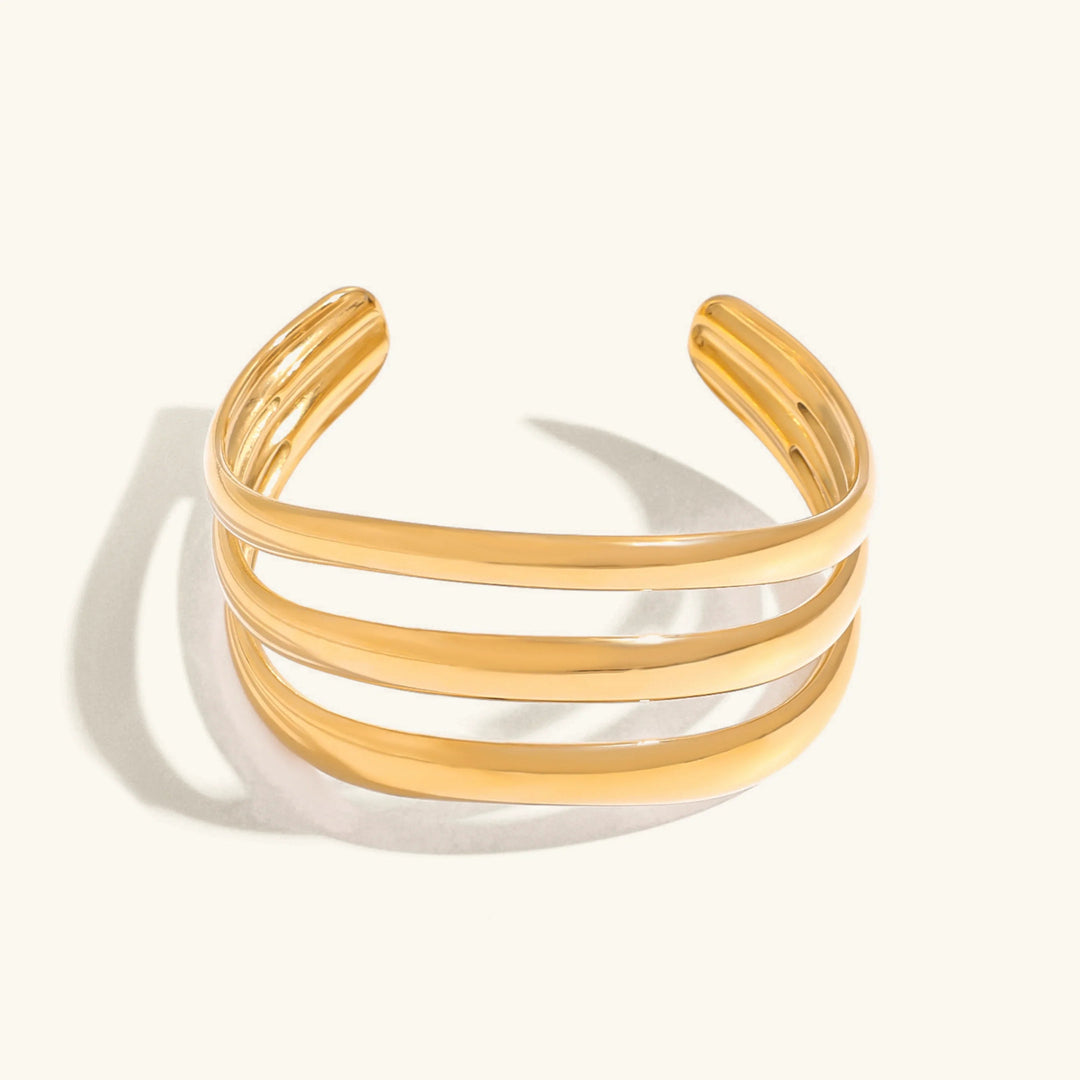 Gold Plated Stainless Steel Statement Cuff Bracelet for Women