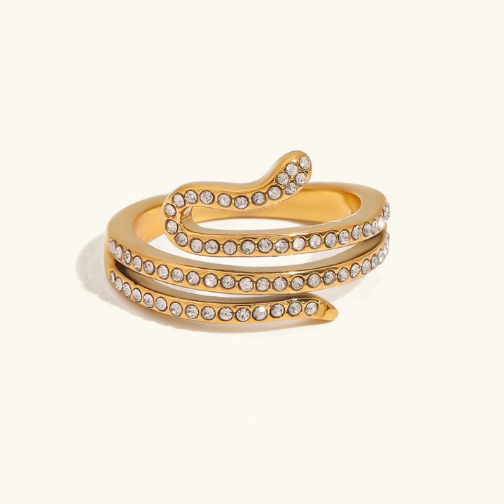 Gold Plated Cubic Zirconia Wrap Statement Ring for Women