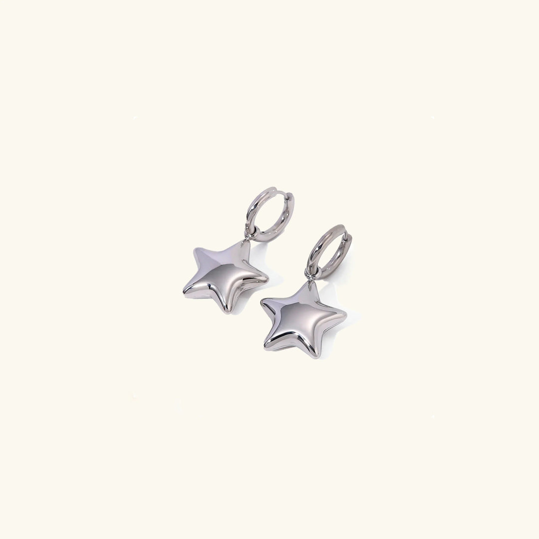 Gold-Plated Star-Shaped Hoop Earrings