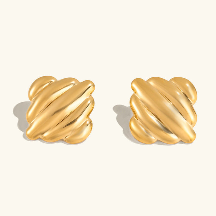 Gold-Plated Rippled Stud Earrings