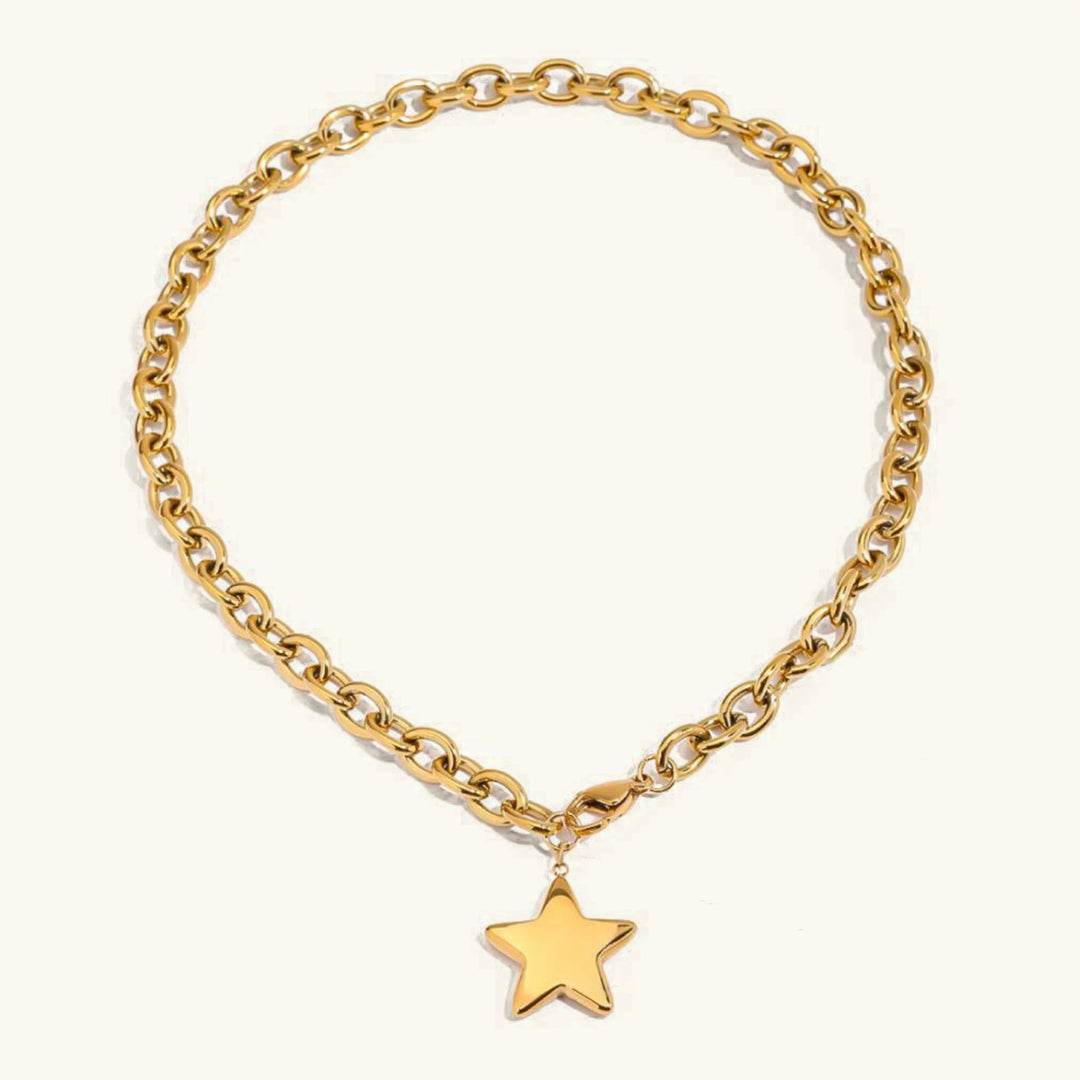 Gold-Plated Stainless Steel Star Pendant Necklace for Women