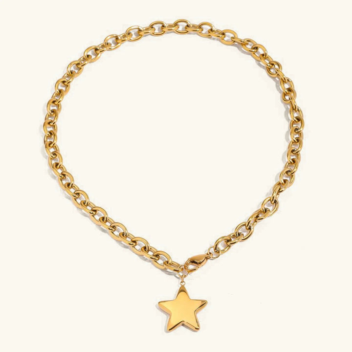 Gold-Plated Stainless Steel Star Pendant Necklace for Women