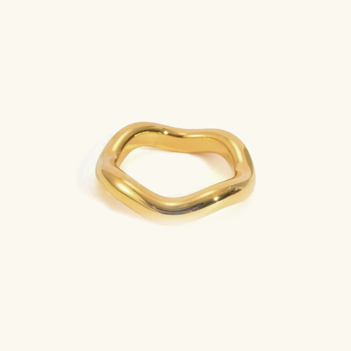 Gold-Plated Lunaria Wave Ring for Women