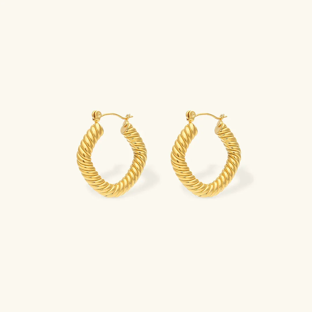Gold-Plated Twisted Hoop Earrings for Women