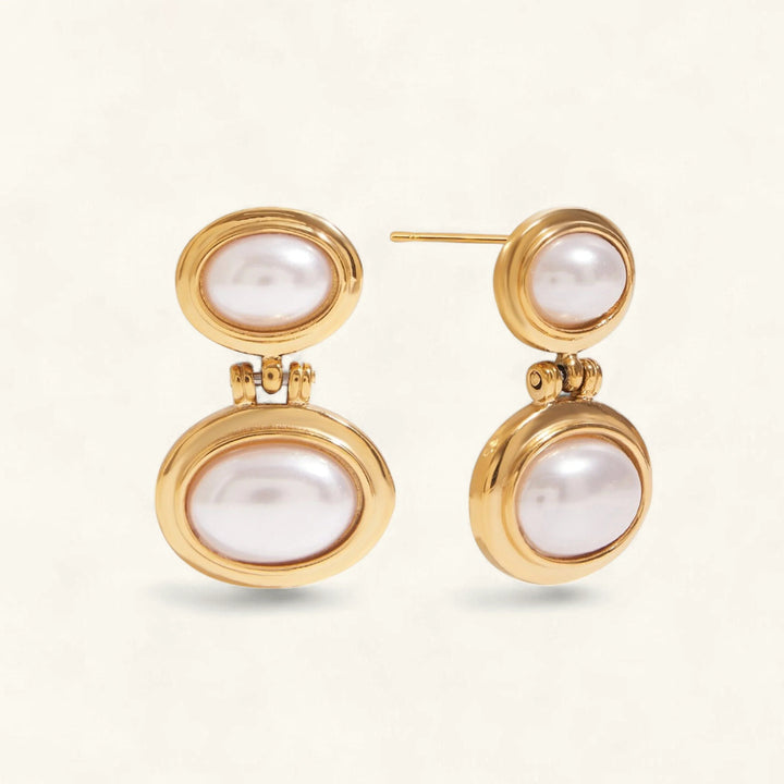 Gold Plated Faux Pearl Drop Earrings for Women