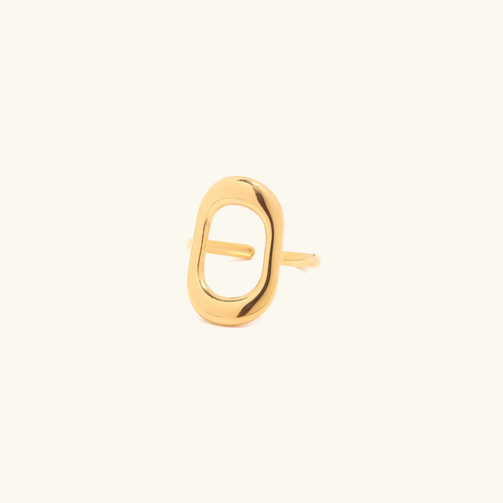 Gold-Plated Statement Ring with Stainless Steel
