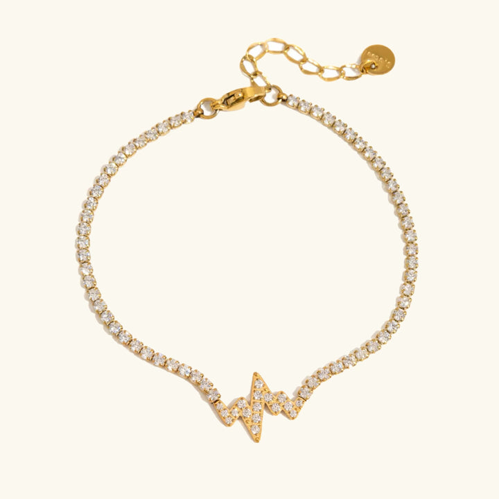Gold-Plated CZ Pulse Bracelet for Women