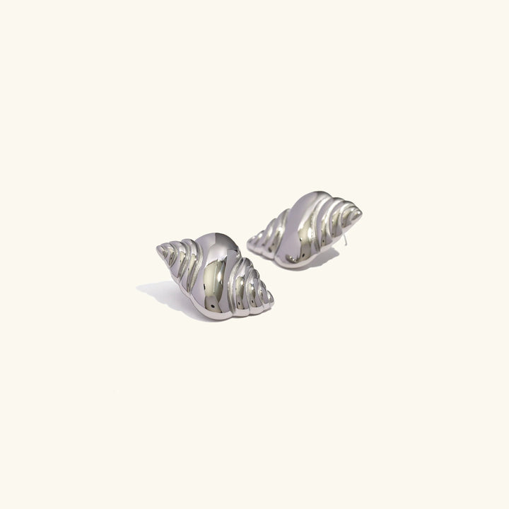 Silver Croissant-Shaped Stud Earrings