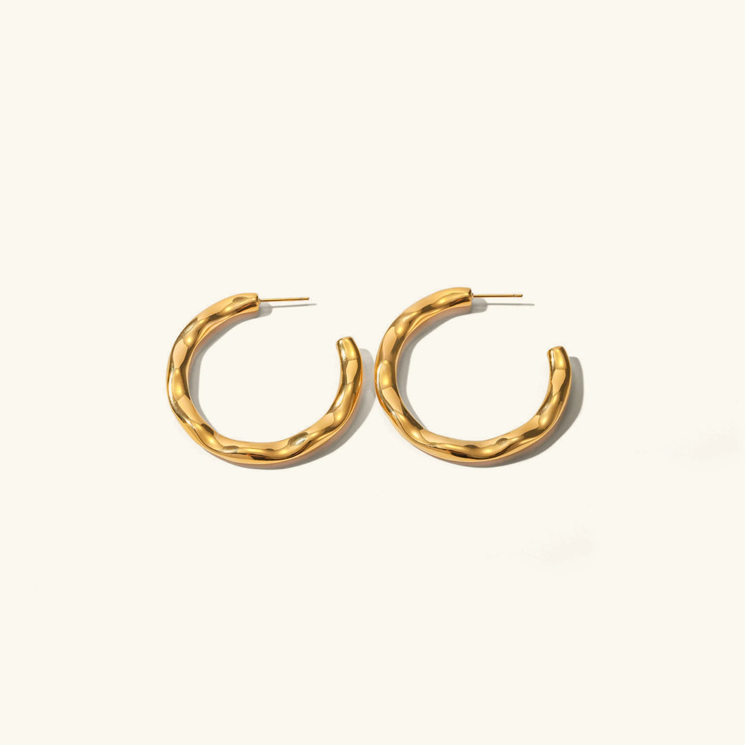 Gold-Plated Hoop Earrings with Elegant Geometric Curve