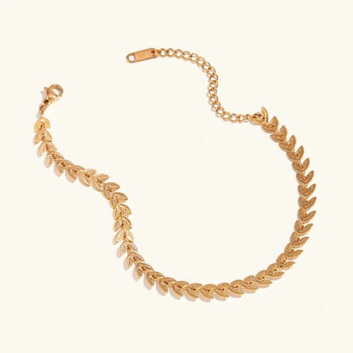 Gold-Plated Leaf Chain Bracelet for Women