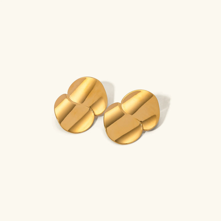 Gold-Plated Intertwined Disc Earrings Combine Sleek Design