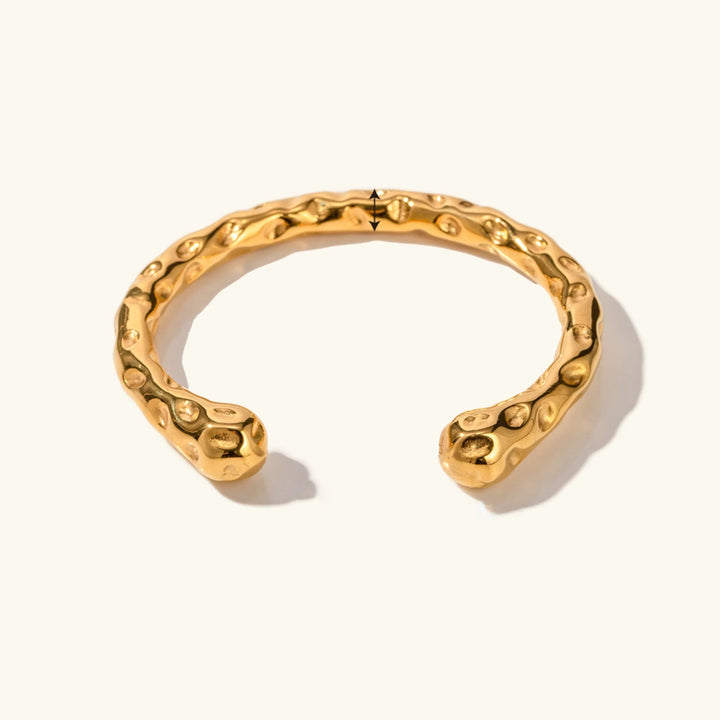 Gold-Plated Hammered Cuff Bracelet and Classic Design