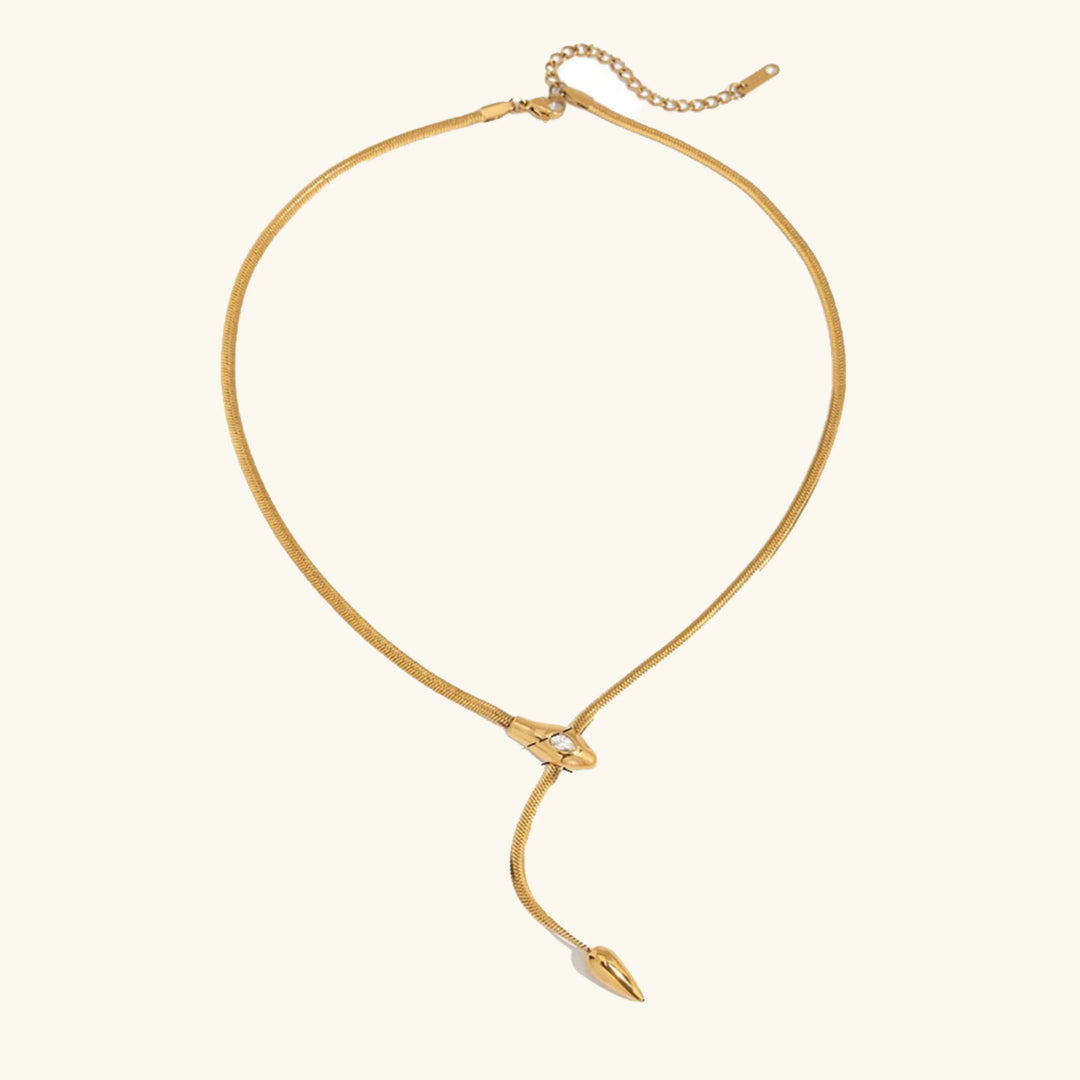Gold Plated Cubic Zirconia Snake Pendant Necklace