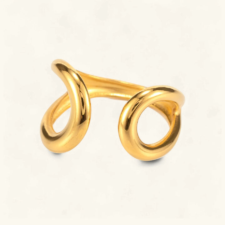 Gold Plated Stainless Steel Twisted Open Band Ring for Women