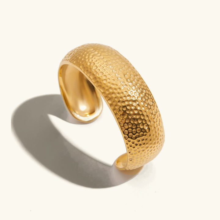 Gold Plated Stainless Steel Textured Cuff Bracelet for Women