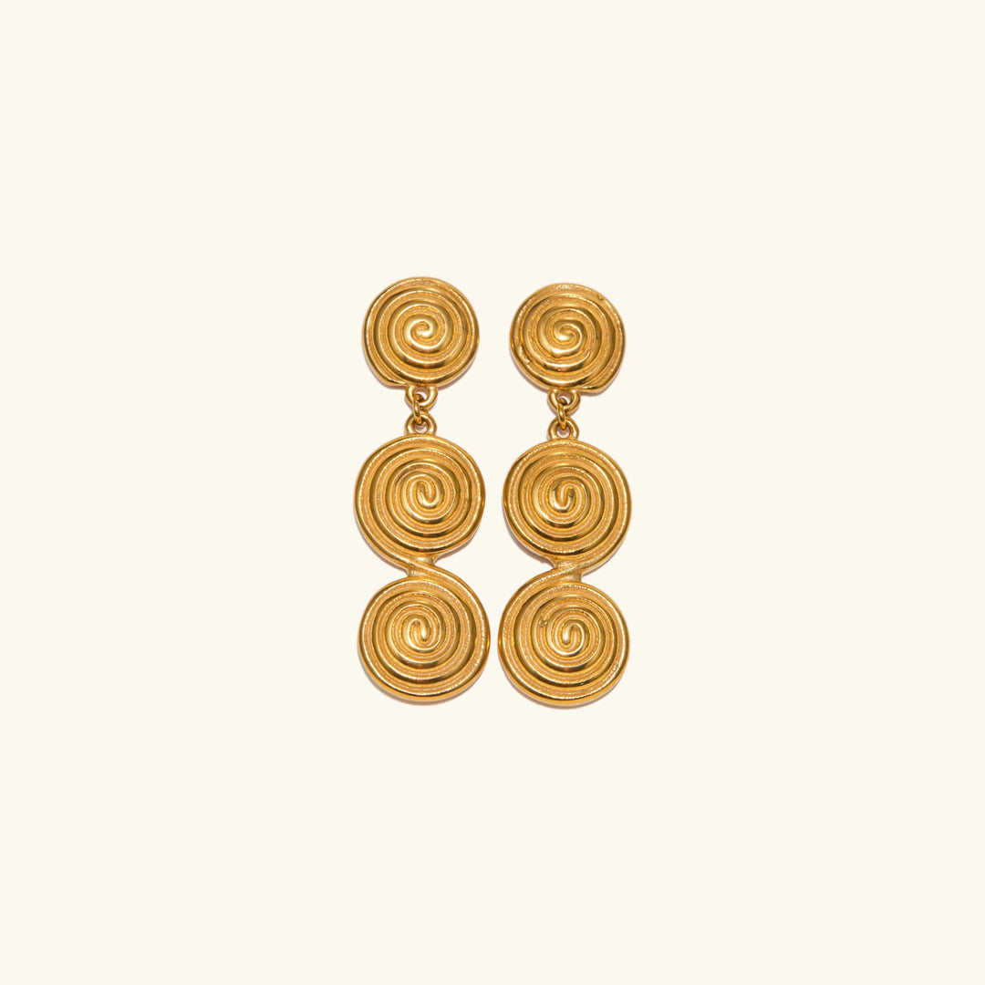Gold-Plated Infinity Spiral Earrings for Women with Stainless Steel