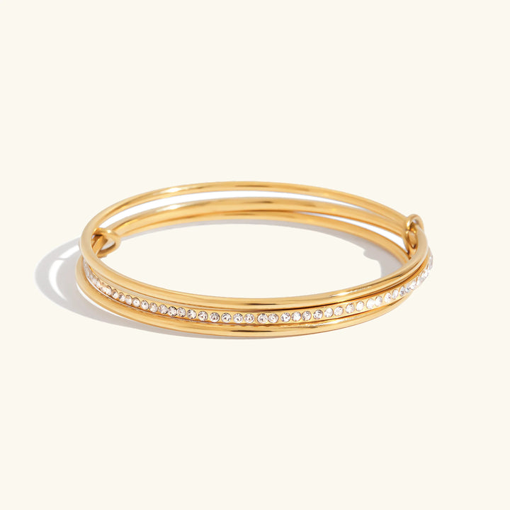 Gold Plated Cubic Zirconia Bangle Bracelet for Women