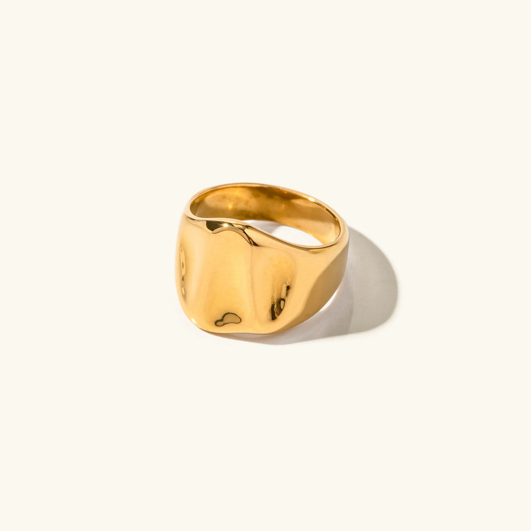 Gold-Plated Statement Ring with Stainless Steel