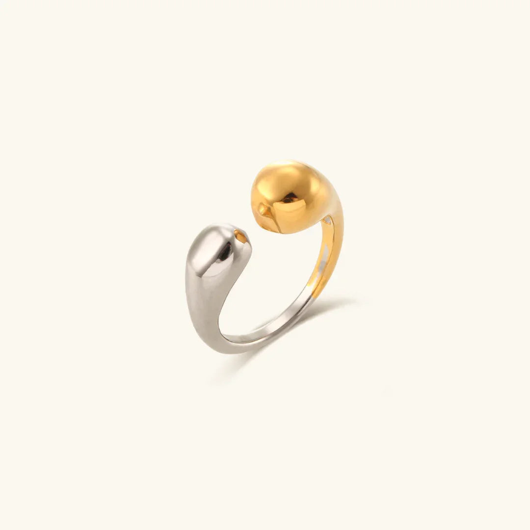 Two-Tone Gold-Plated Adjustable Ring For Women