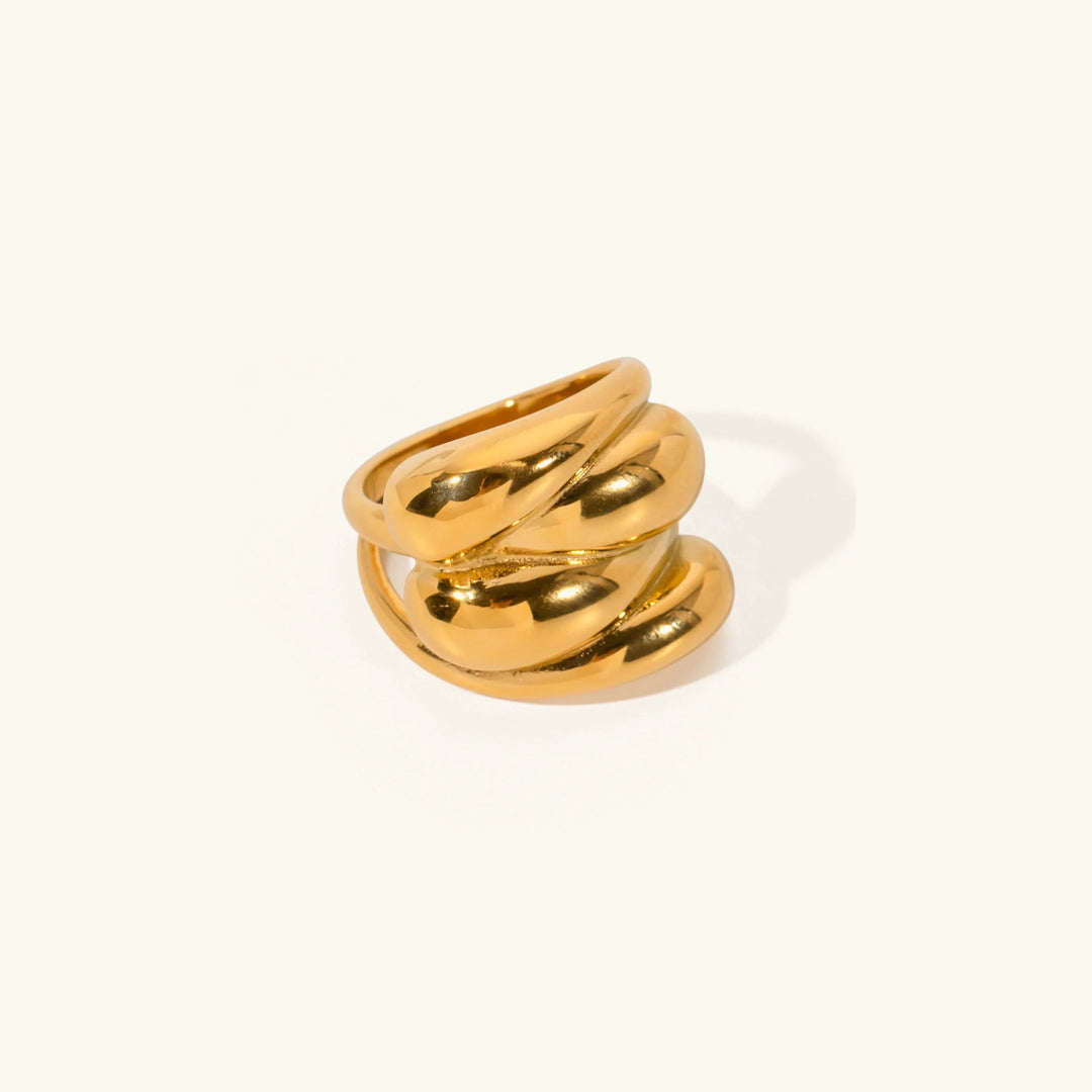 Gold-Plated Twisted Ring with Stainless Steel