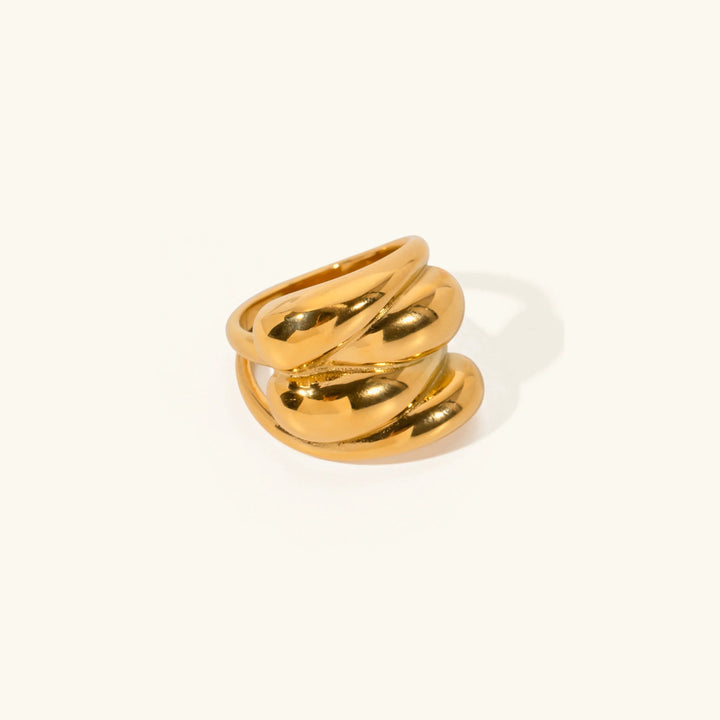 Gold-Plated Twisted Ring with Stainless Steel