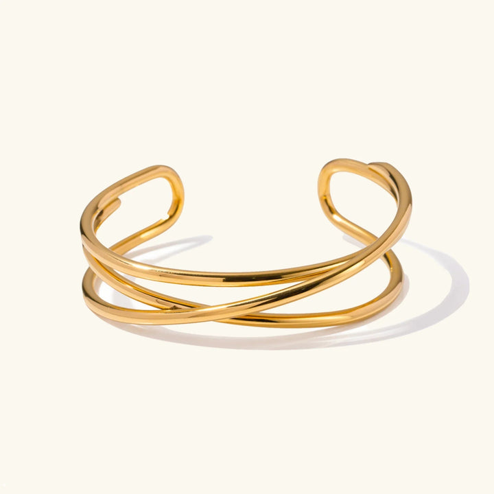 Gold-Plated Cuff Bracelet with Intertwining Bands