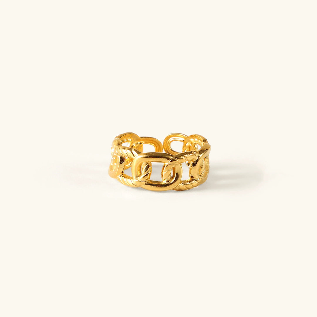Gold-Plated Ring with Open-Ended Chain-Link Design