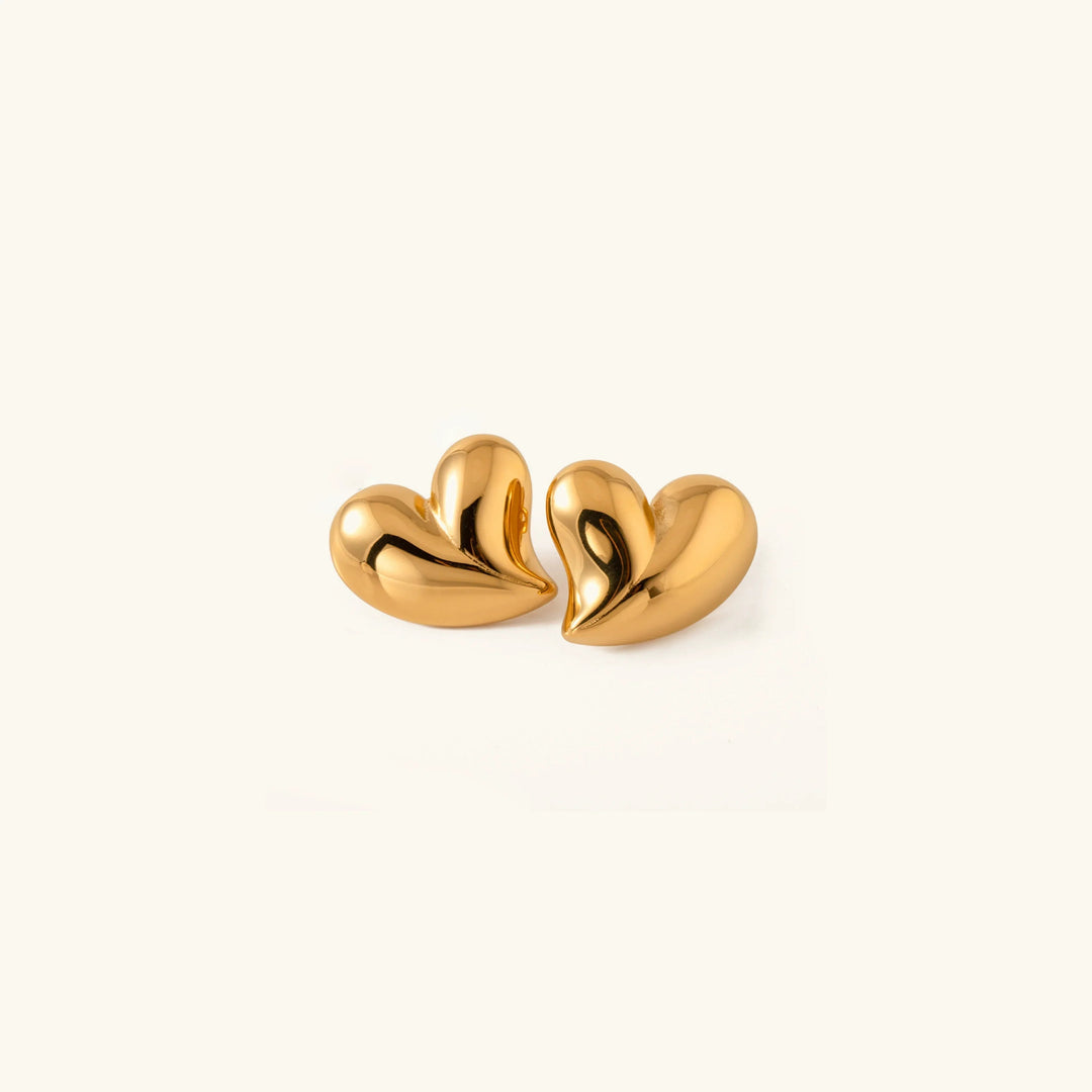 Gold-Plated Heart Earrings with Stainless Steel