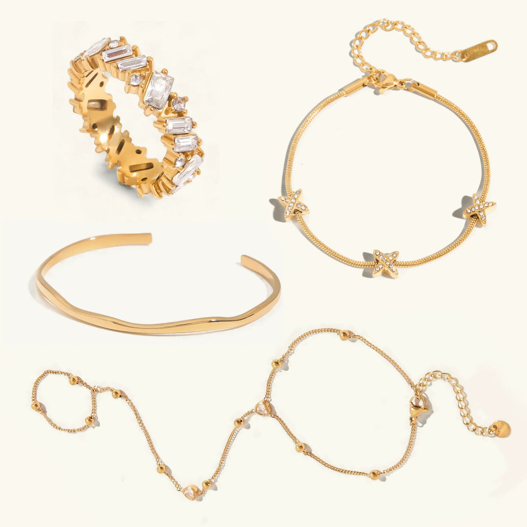 Gold Plated Cubic Zirconia Jewelry Set for Women