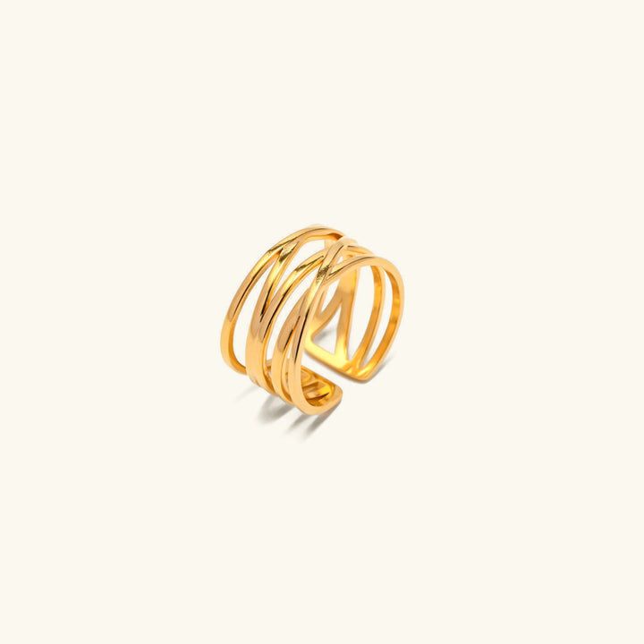Gold-Plated Layered Ring with Textured Design
